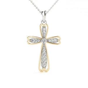 Dylan Lab Grown Diamond Yellow Gold Pave  Cross Pendant Necklace