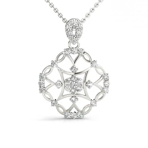 Jonas Lab-Created Diamond White Gold Prong Set Designer Pendant Necklace