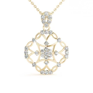 Jonas Lab Grown Diamond Yellow Gold Prong Set Designer Pendant Necklace