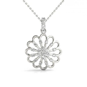 Isaiah Lab-Created Diamond White Gold Prong Set Designer Pendant Necklace