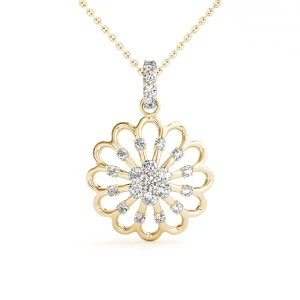 Isaiah Lab Grown Diamond Yellow Gold Prong Set Designer Pendant Necklace