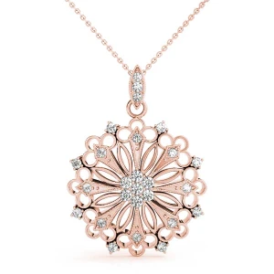 Zion Lab-Created Diamond Rose Gold Prong Set Designer Pendant Necklace