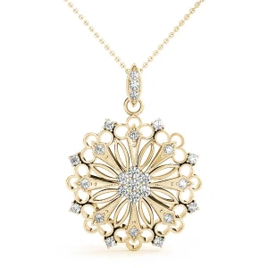 Zion Lab Grown Diamond Yellow Gold Prong Set Designer Pendant Necklace