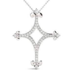 Wolfarm Lab Grown Diamond Pave Set Cross Pendant Necklace