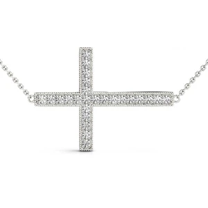 Amari Lab Grown Diamond Channel Set Cross Pendant Necklace