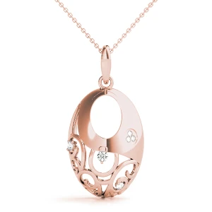 Leslie Lab-Created Diamond Rose Gold Prong Set Designer Pendant Necklace
