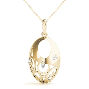 Leslie Lab Grown Diamond Yellow Gold Prong Set Designer Pendant Necklace