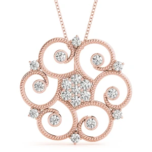 Taylor Lab-Created Diamond Rose Gold Prong Set Designer Pendant Necklace