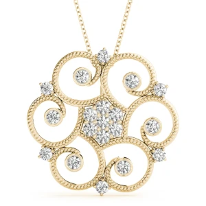 Taylor Lab Grown Diamond Yellow Gold Prong Set Designer Pendant Necklace