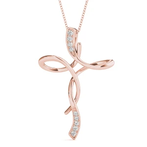 Walker Lab-Created Diamond Rose Gold Pave Set Designer Pendant Necklace