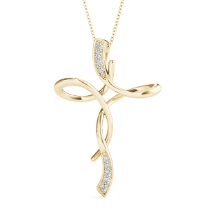 Walker Lab Grown Diamond Yellow Gold Pave Set Designer Pendant Necklace