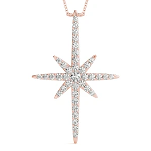 Grant Lab-Created Diamond Rose Gold Pave Set Designer Pendant Necklace