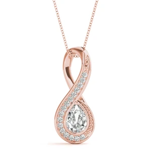 Adrian Lab-Created Diamond Rose Gold Bezel Set  Designer Pendant Necklace