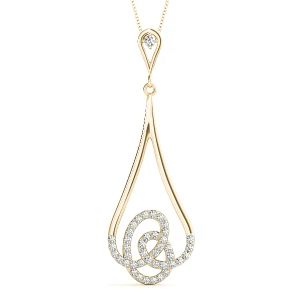Shiloh Lab-Created Diamond Yellow Gold Bezel Set Designer Pendant Necklace