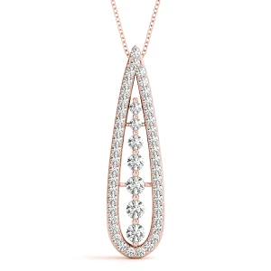 Blair Lab-Created Diamond Rose Gold Pave Set Designer Pendant Necklace