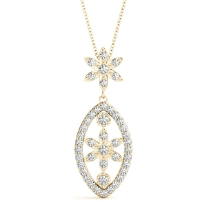 Bentley Lab-Created Diamond Yellow Gold Prong Set Designer Pendant Necklace