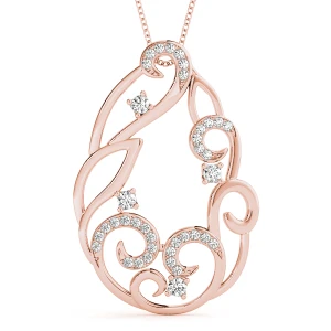 Evan Lab-Created Diamond Rose Gold Prong Set Designer Pendant Necklace