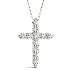 Jayden Lab Grown Diamond Yellow Gold Prong Set Cross Pendant Necklace