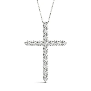 Daniel Lab Grown Diamond Prong Set Cross Pendant Necklace