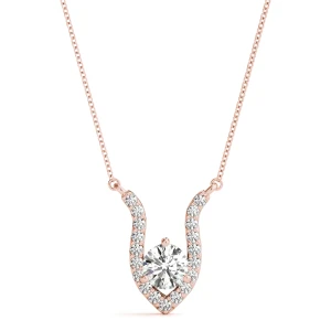 Cosmos Lab-Created Diamond Rose Gold Prong Set Designer Pendant Necklace
