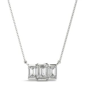 Trask Lab-Created Diamond Emerald cut Prong Set Delicate Pendant Necklace