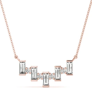 Jayden Lab-Created Diamond Rose Gold Prong Set Delicate Pendant Necklace