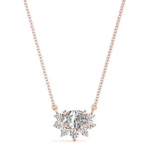 Taylor Lab-Created Diamond Rose Gold Prong Set Delicate Pendant Necklace