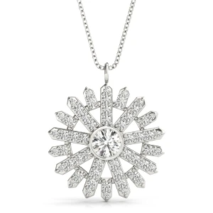 Caleb Lab-Created Diamond Silver Bezel Set Designer Pendant Necklace