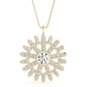 Caleb Lab-Created Diamond Yellow Gold Bezel Set Designer Pendant Necklace