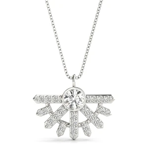 Dylan Lab-Created Diamond Silver Bezel Set Designer Pendant Necklace