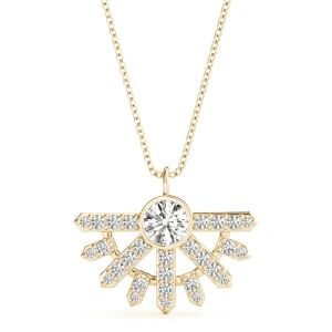 Dylan Lab-Created Diamond Yellow Gold Bezel Set Designer Pendant Necklace
