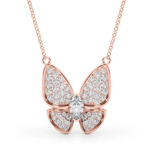 Trevor Lab-Created Diamond Rose Gold Pave Set Designer Pendant Necklace