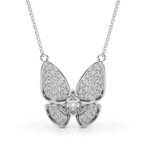 Trevor Lab-Created Diamond Silver Pave Set Designer Pendant Necklace