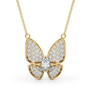 Trevor Lab-Created Diamond Yellow Gold Pave Set Designer Pendant Necklace