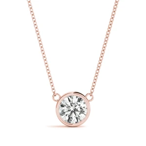 Samuel Lab-Created Diamond Rose Gold Bezel Set Solitaire Pendant Necklace