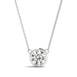 Samuel Lab-Created Diamond Round cut Bezel Set  Solitaire Pendant Necklace