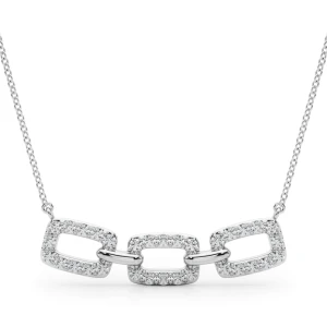 Brody Lab-Created Diamond Silver Prong Set Designer Pendant Necklace