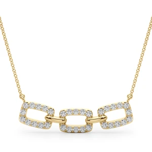 Brody Lab-Created Diamond Yellow Gold Prong Set Designer Pendant Necklace