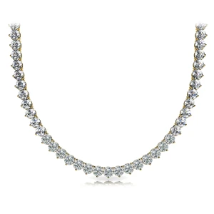 Varenya Lab Grown Yellow Gold 3 Prong Set Diamond Necklace