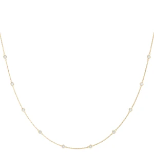 Vismaya Natural Yellow Gold Bezel Set Diamond Necklace