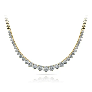 Viaana Lab Grown Yellow Gold 3 Prong Set Diamond Necklace