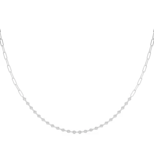 Vallery Natural Platinum Bezel Set Diamond Necklace