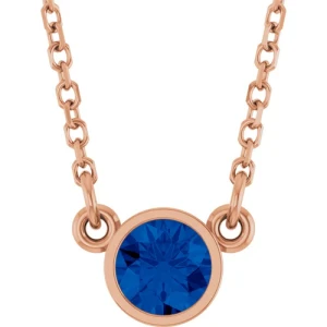 Pamelyn Blue Sapphire Rose Gold Bezel Set 