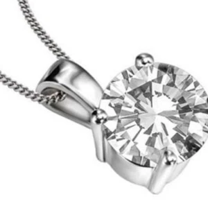 Quenylda Lab-Created Diamond Silver 4 Prong Solitaire Pendant Necklace