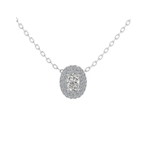 Tamatha Lab-Created Diamond Platinum 4 Prong Halo Pendant Necklace