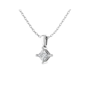 Quinna Natural Diamond Yellow Gold 4 Prong Solitaire Pendant Necklace