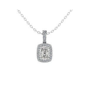Thera Natural Diamond Yellow Gold 4 Prong Halo Pendant Necklace