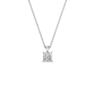 Tulun Lab-Created Diamond Platinum 4 Prong Delicate Pendant Necklace