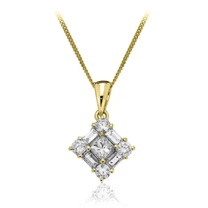 Tulun Lab-Created Diamond Yellow Gold 4 Prong Delicate Pendant Necklace
