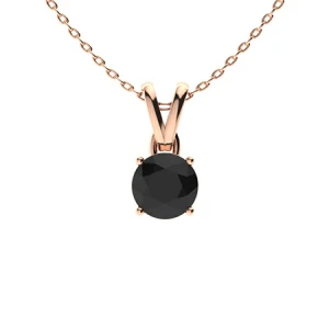 Tinkerbell Rose Gold 4 Prong Black Diamond Necklace